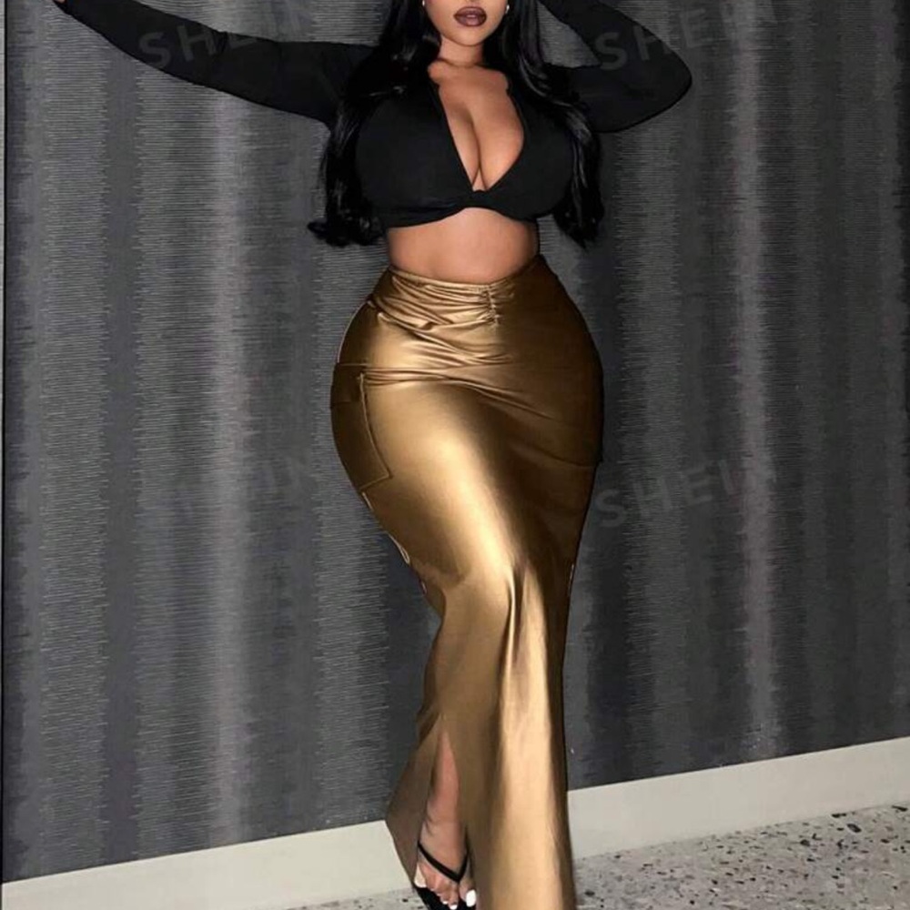 Shein Women's Gold Maxi Skirt